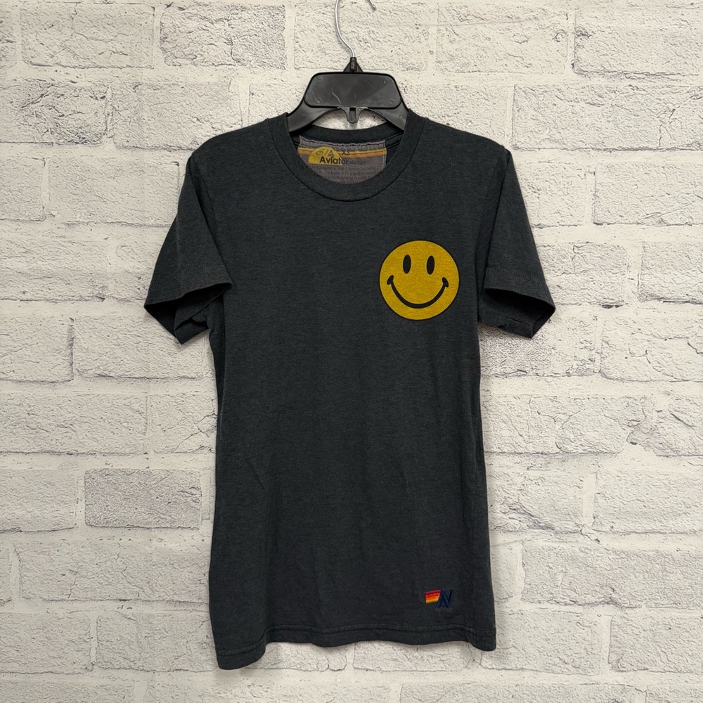 Aviator Nation T-Shirt with Yellow Smiley Size XS